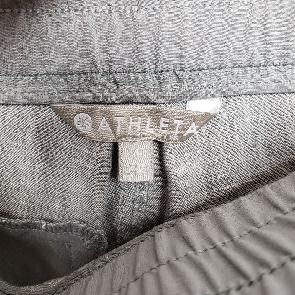 Athleta Cabo Linen Jogger Womens 4 Grey Mid Rise Pants Travel - Picture 8 of 10